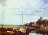 Richard Parkes Bonington Famous Paintings - River Scene in France